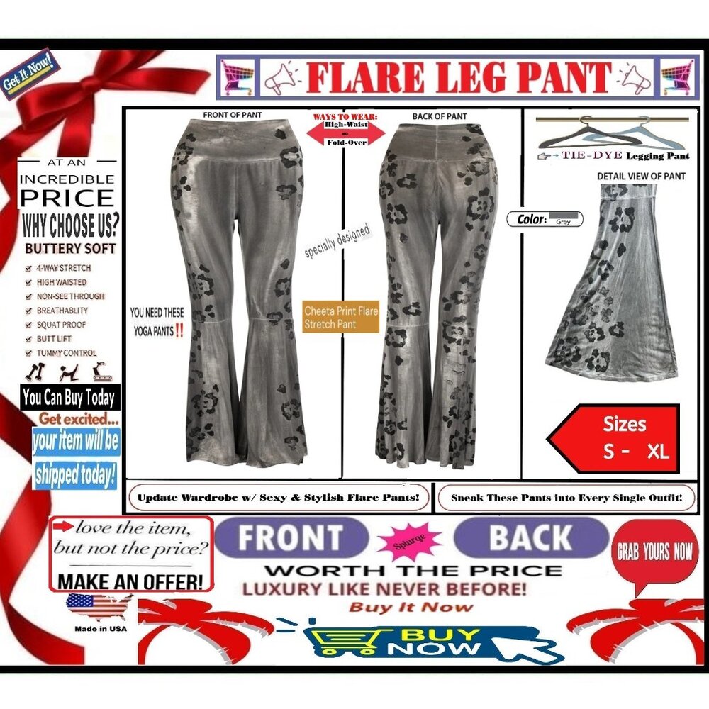 🛑 BOTTOM Fold Over ➕ GRAPHIC 🆒 LEGGING PANT High Waist FLARE LEG 💸BUY NOW‼️